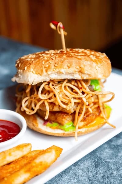 Noodle Burger with Fries